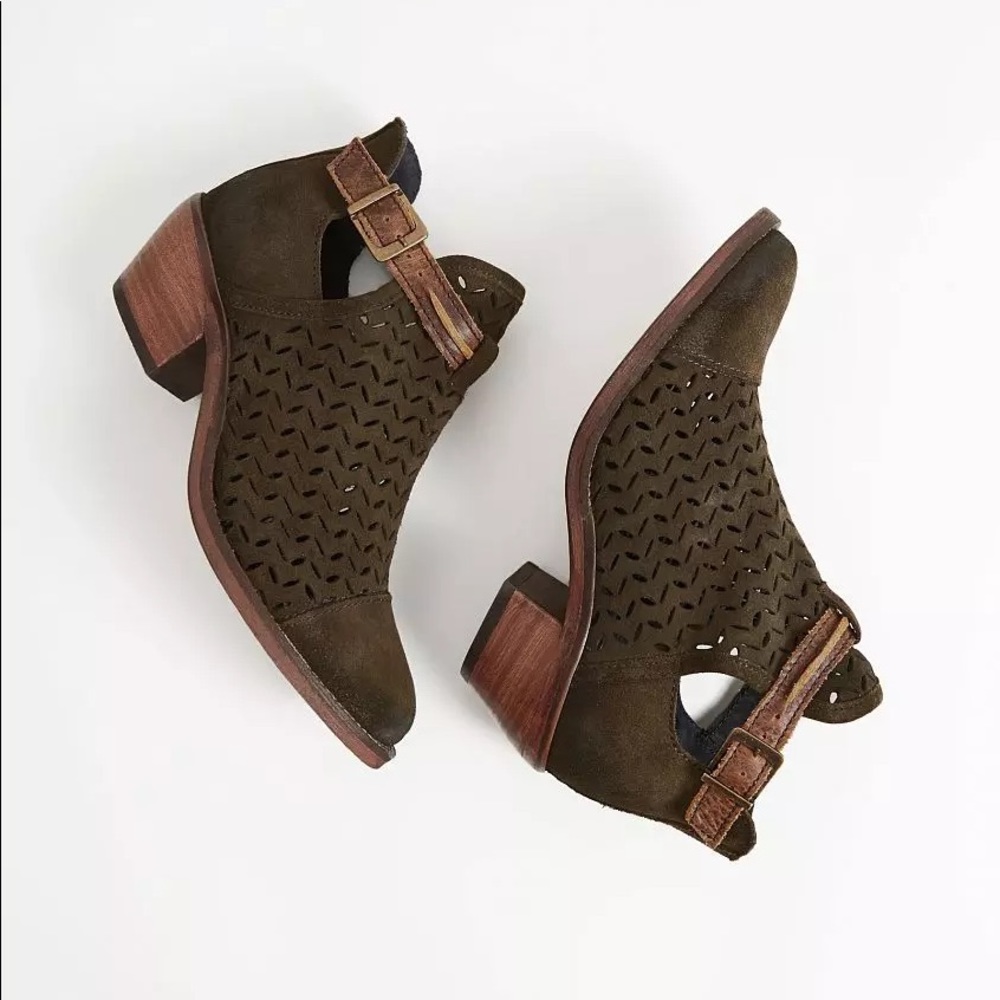 🆕CIRCLE G Olive Suede Perforated Ankle Bootie